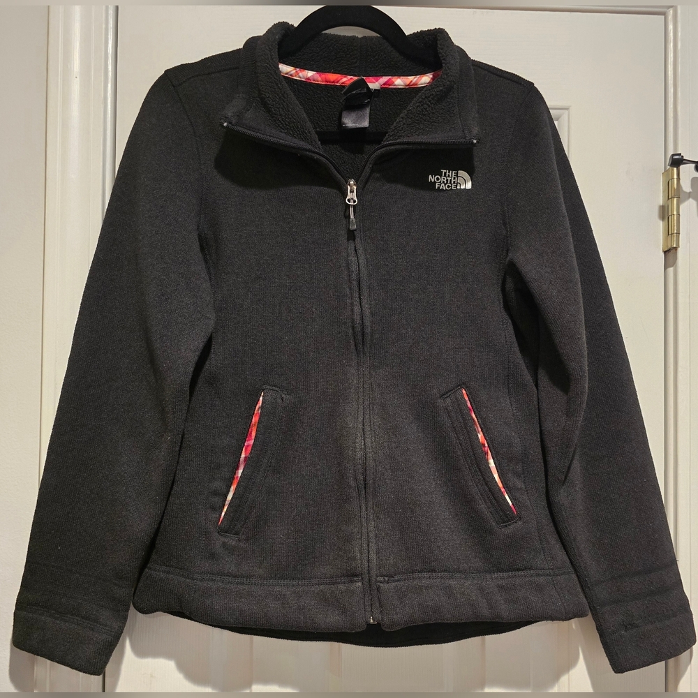 Women's The North Face Blck Crescent Sunset Jacket Knit Ext Fleece Lined Sz Med